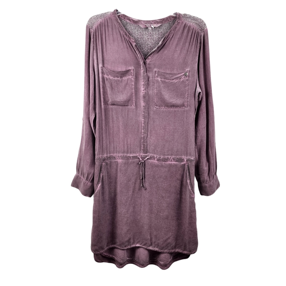Garcia Jeans Lace Back Beaded Drawstring Waist Shirt Dress Small